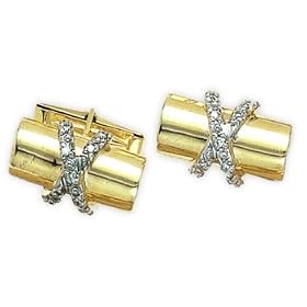 14k Solid Gold & Diamond Kiss Cufflinks - CL216 by 