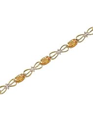 14kt Yellow Gold Oval Citrine and Diamond Bracelet