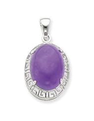 Sterling Silver Lavender Jade Greek Key Pendant