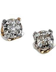 14K Yellow Gold Childrens Diamond Earring Studs