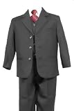 Toddler & Infants Deluxe Black Dress Suit 5-pc Complete Outfit with Vest, Dress Shirt, Colorful Coordinating Tie