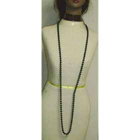 One Strand Simulated Onyx Pearl Long Chain Necklace and Earrings for Women and Teens