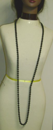 Click here to buy One Strand Simulated Onyx Pearl Long Chain Necklace and Earrings for Women and Teens.