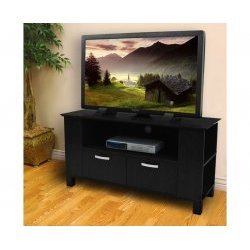 Wood TV Console with Drawers and Side Media Storage - Black