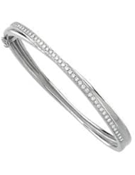 Diamond Bangle Bracelet 14K White 61511