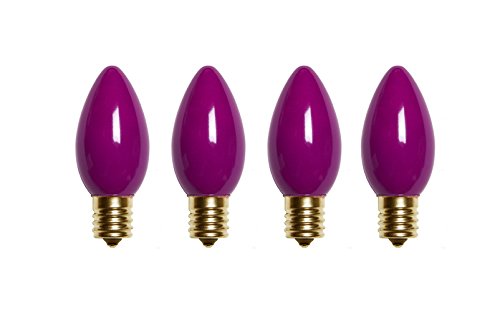 Pack of 4 Opaque Ceramic Purple C7 Christmas Replacement Bulbs