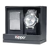 Brushed Chrome, Lighter & Watch Set