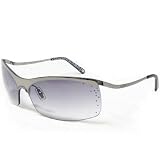 Coach Jennifer S321 Black Sunglasses, Shiny Gunmetal Frame/ Grey Gradient Lenses/ Crystals-Rhinestones