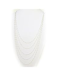Sterling Silver Multi-strand Station 37 Inch Long Layered Chain Necklace Italy