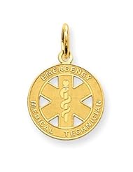 14k Gold Small EMT Medical Pendant