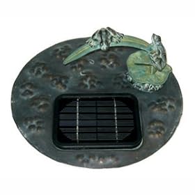 Solar Unit 2 Frogs (Contains Solar Plate Insert, Solar Bird Bath Water Feature, And Solar Panel And