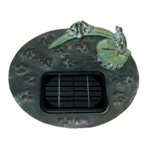 Solar Unit 2 Frogs (Contains Solar Plate Insert, Solar Bird Bath Water Feature, And Solar Panel And