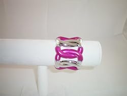 Fashion BOLD Bracelet Stretch Fushia and Silver