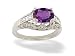 14K White Gold Genuine Oval Amethyst and Diamond Antique Style Ring