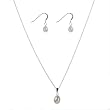 Sterling Silver Pearl Pend Neck & Earings White - 18"