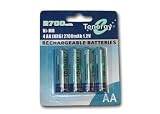 Card Tenergy Nimh AA 2700mAh Rechargeable Batteries 4xAA