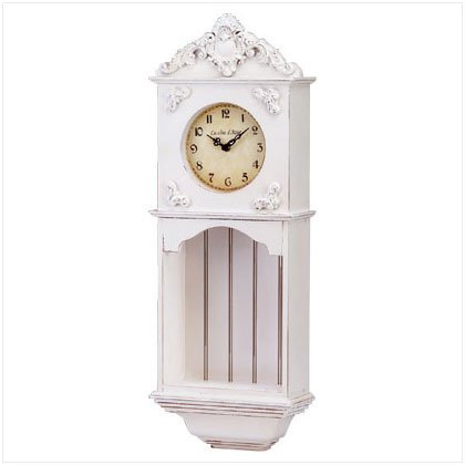 WOOD ANTIQUE WALL CLOCK/SHELF