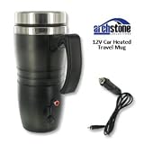 ArchStone Electronic Travel Mug - Spill Resistant Lid, DC Plug, Rubber Bottom