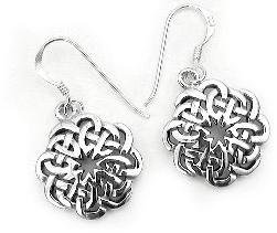 Starburst Celtic Knot Round Sterling Silver Earrings