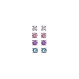 Sterling Silver 4 Cubic Zirconia Earring Set