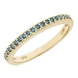 0.22ct Blue Diamond Wedding Anniversary Band Ring 10K Yellow Gold (0.22cttw, SI Clarity)