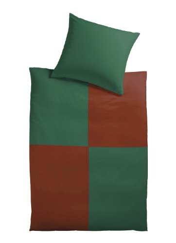 Kinzler Q-17217/27 Mikrofaser Fleecebettw&auml;sche Patchwork 80 x 80 cm + 135 x 200 cm gr&uuml;n / rost
