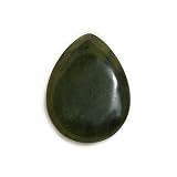 Olive Jade Serpentine Teardrop Pendant 45mm Green