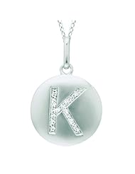 Sterling silver 0.08ct TDW Diamond Round Initial K Disc Pendant (H-I, I2-I3)