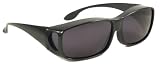 Sun Shield Fit Over Sunglasses with Polarized Lenses - Fits Over Prescription Glasses (Black Frame / Smoke Lens)