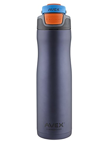 AVEX Brazos AUTOSEAL Water Bottle, Midnight Blue/Stainless Steel, 24-Ounce