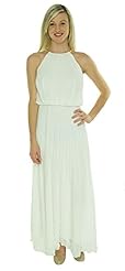 Petite Polyester Sleeveless High-Neck Elasticized   Waistline Pleated  Dress