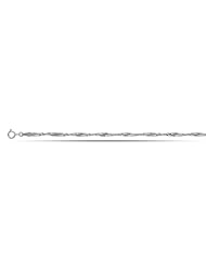 10K White Gold Singapore Chain Anklet (10 Inches)