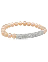 Freshwater Cultured Pearl and Clay Crystal Bar Bracelet, 7.5"