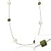 Sterling Silver .925 Green & White Genuine Freshwater Cultured Coin Pearl Round & Square D-cut Twist Chain Long Dangle Necklace