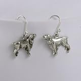 Springer Spaniel Black Sterling Silver Earrings
