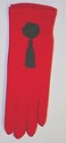 G8, Hand Trimmed One Size Red Wool Jersey Winter Gloves with Two Braided Tassels for Women and Teens