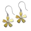 .925 Silver & Yellow Mother of Pearl Flower Earrings