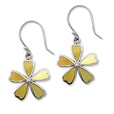 .925 Silver & Yellow Mother of Pearl Flower Earrings