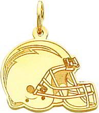 14K Gold NFL San Diego Chargers Football Helmet Charm