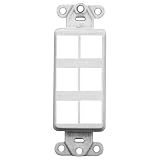 Leviton 40756-BW QuickPort Decora Wall Plate Insert, 6-Port, White