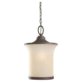 Sea Gull Lighting 60122-814 One-Light Outdoor Pendant, Seeded Acid Etch with Cafe Tint... by Sea Gull Lighting