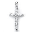Solid Sterling Silver Cubic Zirconia Rhodium Plated Cross Pendant with Round and Marquise Shape Cubic Zirconia Stones.