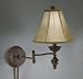 Swing Arm Plug in Lamp with Golden Bronze finish and Cream linen shade