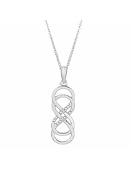 Sterling Silver 0.01ct Diamond Double Infinity Necklace (H-I, I2-I3)