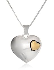 Two-Tone Sterling Silver with Yellow Gold Flashed "Children Are A Mothers Greatest Treasure" Reversible Heart Pendant Necklace, 18"