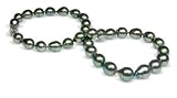 9 x11mm natural color black green baroque Tahitian south sea cultured pearl necklace