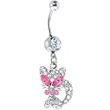 CLEAR Gem Sophisticated KITTY CAT Belly Ring