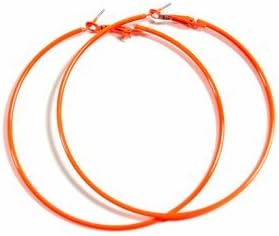 NEON BRIGHT ORANGE Hoop Earrings 50mm Circle Size - Bright Flourescent, Vibrant Colors