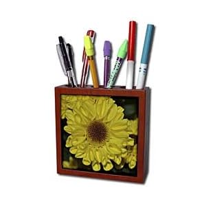 WhiteOak Photography Floral Prints - Sunflower Mum A Yellow Flower - Tile Pen Holders-5 inch tile pen holder