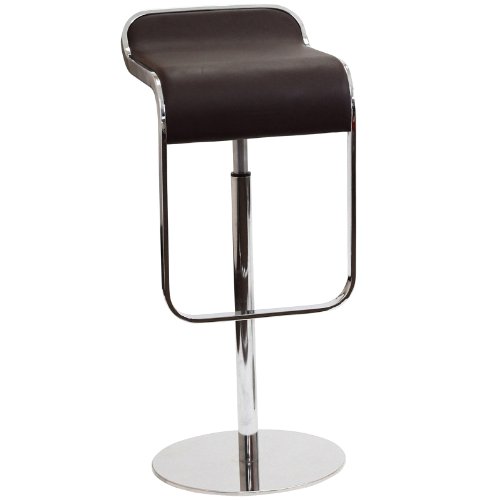 LexMod LEM Style Piston Bar Stool in Brown Genuine Leather